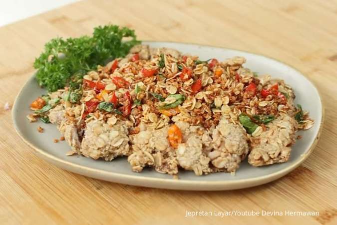 gambar ayam fillet oatmeal yang menggiurkan